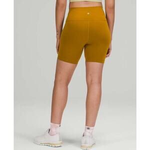 Lululemon Wunder Train 6" Shorts SZ 6 Mustard Yellow High Rise Biker Activewear
